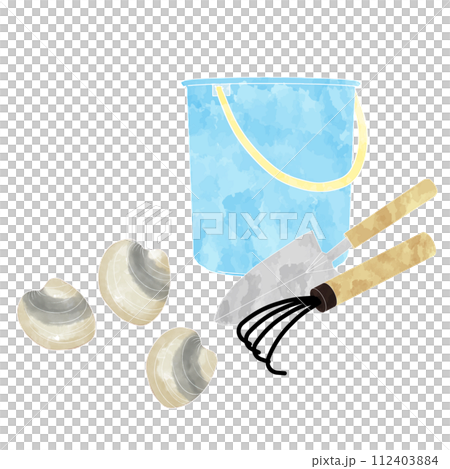 蛤蜊採摘集水彩插圖 蛤蜊採摘集水彩插圖 112403884