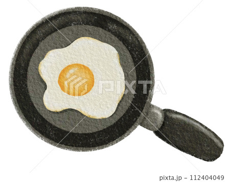 fried egg in a frying pan, breakfast homemade, egg cooking concept 112404049
