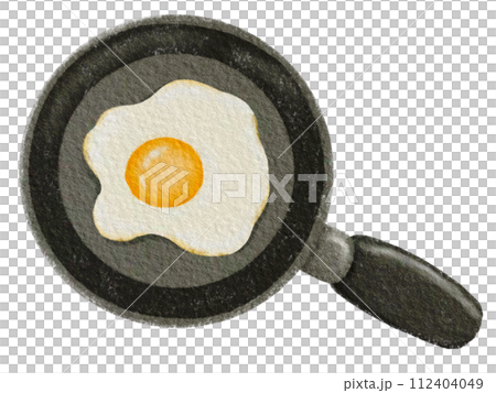 fried egg in a frying pan, breakfast homemade, egg cooking concept 112404049