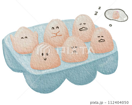 Cartoon eggs on the box, Egg cooking concept 112404050