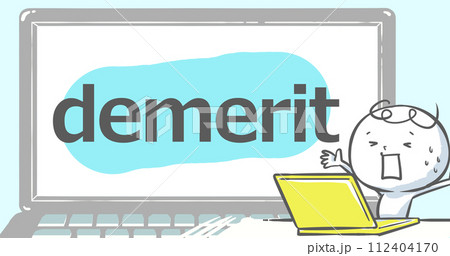 【ブログで使えるアイキャッチ】ノートPCと白い人文字入り《demerit》 112404170