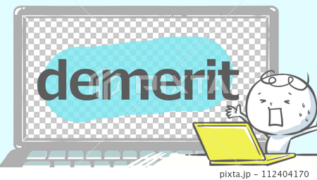 【ブログで使えるアイキャッチ】ノートPCと白い人文字入り《demerit》 112404170