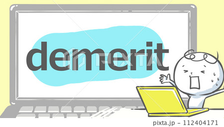 【ブログで使えるアイキャッチ】ノートPCと白い人文字入り《demerit》 112404171