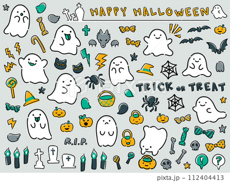 ハロウィンモチーフのイラスト素材 112404413