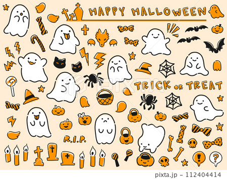 ハロウィンモチーフのイラスト素材 112404414