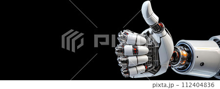 Close-up of a Humanoid Robot Hand Giving Thumbs Up - Generative Ai Close-up of a Humanoid Robot Hand Giving Thumbs Up - Generative Ai 112404836