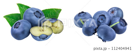 fresh blueberry and half isolated on white background closeup with full depth of field fresh blueberry and half isolated on white background closeup with full depth of field 112404941