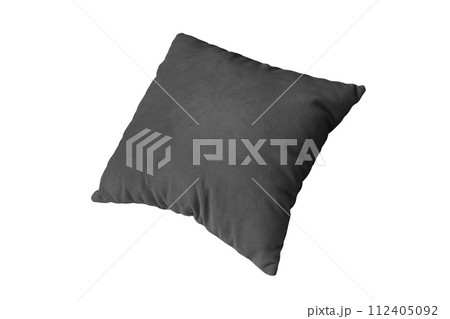 Decorative black rectangular pillow for sleeping and resting isolated on white background 112405092