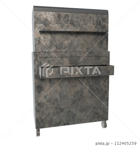 A cabinet with a grey and brown finish 112405259