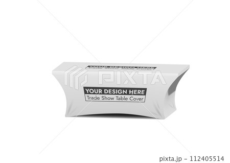 Trade Show Table Cover on White Background Vector Illustration. Tablecloth for press conferenc. Mockup template for ad. Trade Show Table Cover on White Background Vector Illustration. Tablecloth for press conferenc. Mockup template for ad. 112405514