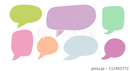 Colorful hand drawn speech bubbles set. Pastel colors 112405772