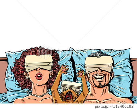 The family lives life in a new, alternative VR reality. Technological possibilities are interesting to spend your leisure time at home in a gadget. A threat to the construction of a new social unit 112406192