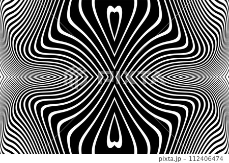 Abstract Symmetrical Wavy Lines Black and White Pattern. Vector Art. Abstract Symmetrical Wavy Lines Black and White Pattern. Vector Art. 112406474