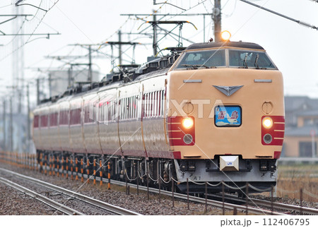 北陸本線　美川ー加賀笠間　JR西日本　485系　A01編成（京都）　雷鳥 112406795