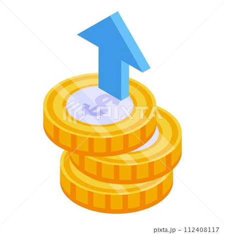 Monetization dollar coins icon. Isometric of monetization dollar coins vector icon for web design isolated on white background Monetization dollar coins icon. Isometric of monetization dollar coins vector icon for web design isolated on white background 112408117