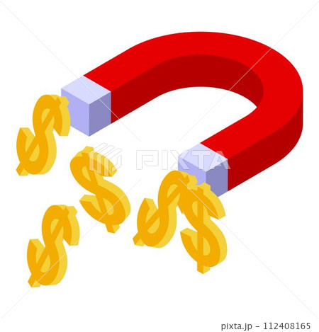 Monetization magnet icon. Isometric of monetization magnet vector icon for web design isolated on white background Monetization magnet icon. Isometric of monetization magnet vector icon for web design isolated on white background 112408165