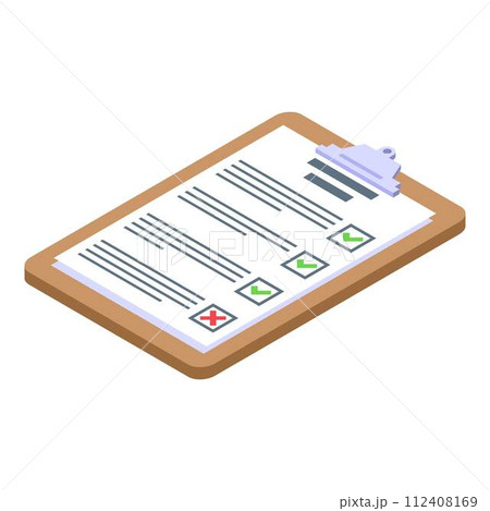 Clipboard assignment icon. Isometric of clipboard assignment vector icon for web design isolated on white background 112408169