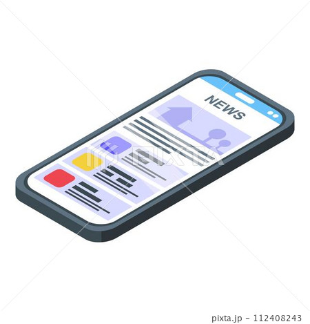 Smartphone news reportage icon. Isometric of smartphone news reportage vector icon for web design isolated on white background 112408243