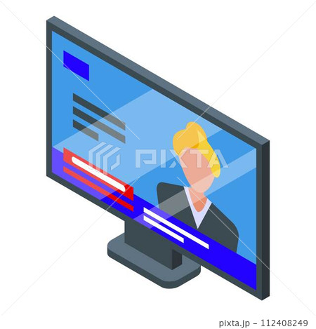 Tv reportage icon. Isometric of tv reportage vector icon for web design isolated on white background Tv reportage icon. Isometric of tv reportage vector icon for web design isolated on white background 112408249