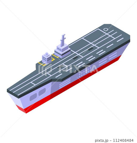 Military aircraft carrier icon. Isometric of military aircraft carrier vector icon for web design isolated on white background Military aircraft carrier icon. Isometric of military aircraft carrier vector icon for web design isolated on white background 112408484