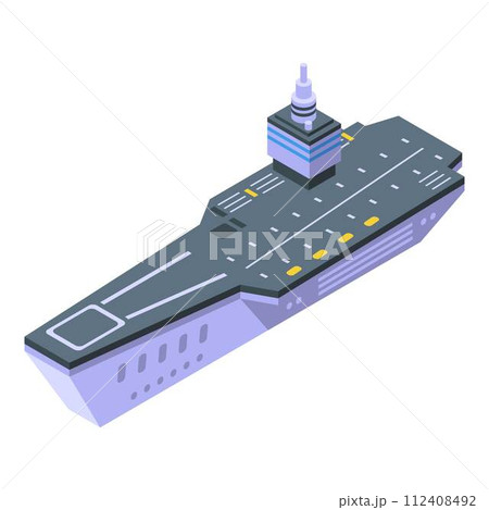 Aircraft carrier attack icon. Isometric of aircraft carrier attack vector icon for web design isolated on white background 112408492