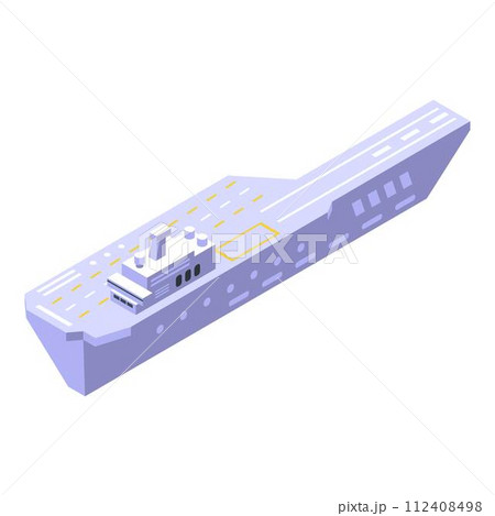 Aircraft carrier icon. Isometric of aircraft carrier vector icon for web design isolated on white background 112408498