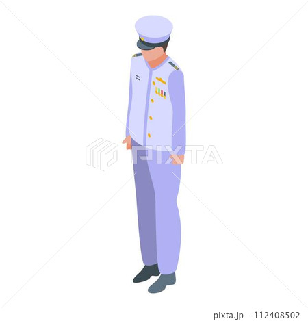 Aircraft carrier captain icon. Isometric of aircraft carrier captain vector icon for web design isolated on white background Aircraft carrier captain icon. Isometric of aircraft carrier captain vector icon for web design isolated on white background 112408502