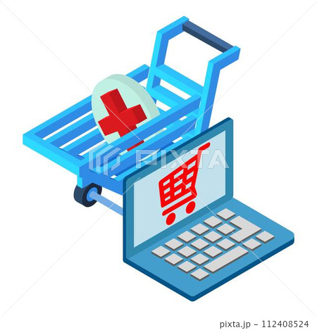 Internet shopping icon. Isometric illustration of internet shopping vector icon for web 112408524