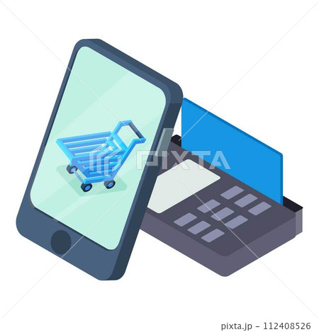 Mobile pay icon. Isometric illustration of mobile pay vector icon for web Mobile pay icon. Isometric illustration of mobile pay vector icon for web 112408526