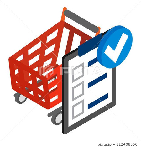 Shopping list icon. Isometric illustration of shopping list vector icon for web Shopping list icon. Isometric illustration of shopping list vector icon for web 112408550