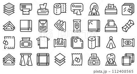 Handkerchief icons set. Outline set of handkerchief vector icons for web design isolated on white background Handkerchief icons set. Outline set of handkerchief vector icons for web design isolated on white background 112408565