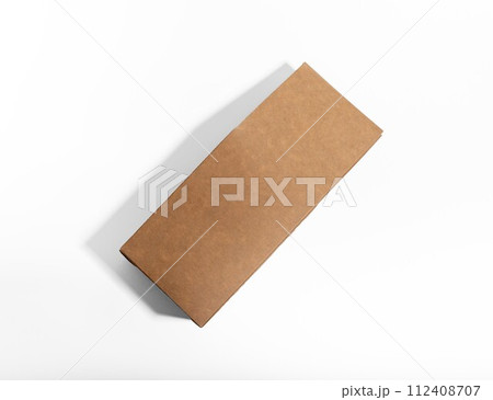 Blank kraft upright product package, vertical box mockup. Brown carton pack 112408707