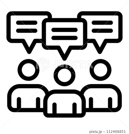Event guests icon. Outline event guests vector icon for web design isolated on white background Event guests icon. Outline event guests vector icon for web design isolated on white background 112408851