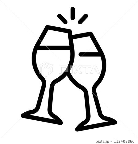 Cups of champagne icon. Outline cups of champagne vector icon for web design isolated on white background 112408866