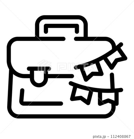 Event suitcase icon. Outline event suitcase vector icon for web design isolated on white background 112408867