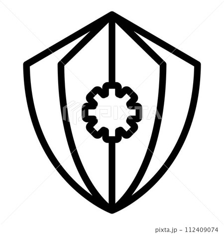 Secured gear control icon. Outline secured gear control vector icon for web design isolated on white background 112409074