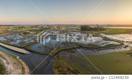 Aerial View of Ribeira do Gago at sunset 112409230
