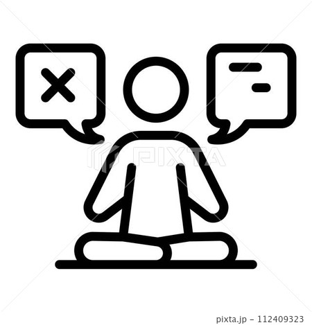 Meditation mind discussion icon. Outline meditation mind discussion vector icon for web design isolated on white background Meditation mind discussion icon. Outline meditation mind discussion vector icon for web design isolated on white background 112409323