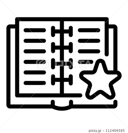 Notebook bookmark icon. Outline notebook bookmark vector icon for web design isolated on white background 112409385