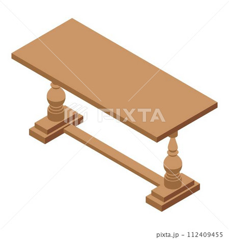 Kitchen table icon. Isometric of kitchen table vector icon for web design isolated on white background Kitchen table icon. Isometric of kitchen table vector icon for web design isolated on white background 112409455