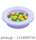 Full cat dish icon. Isometric of full cat dish vector icon for web design isolated on white background 112409710