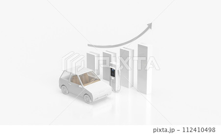 The white car and electric station for EV car concept 3d rendering. 112410498