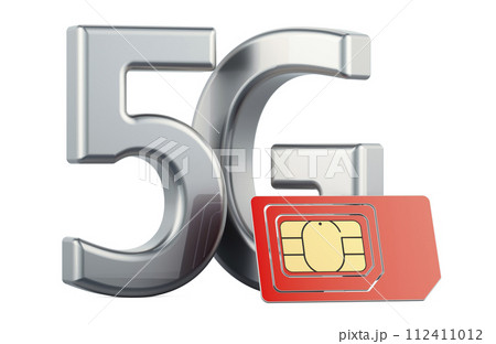 5G with sim card, 3D rendering 112411012