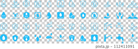 カラーの水に関するマーク・標識・アイコンのセット 112411091