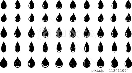 モノクロの水滴マークのセット 112411094
