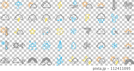 Color weather line drawing illustration set 112411095