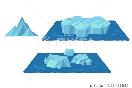 氷山と南極と溶ける氷河 112411633