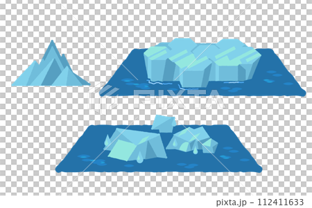 氷山と南極と溶ける氷河 112411633