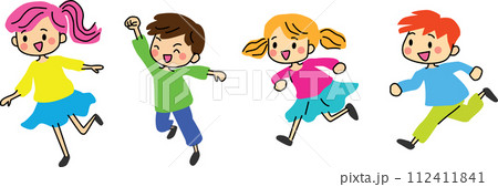 ジャンプする子どもたちのイラスト 112411841