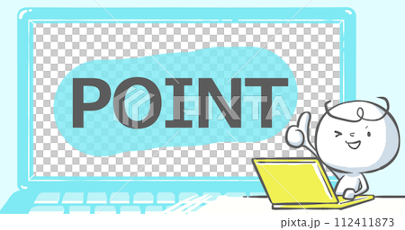 [Eye catch that can be used on blogs] Laptop and white person《POINT》with text 112411873